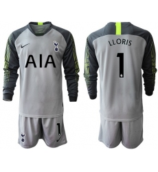 Tottenham Hotspur #1 Lloris Grey Goalkeeper Long Sleeves Soccer Club Jersey