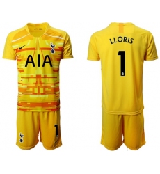 Tottenham Hotspur #1 Lloris Yellow Goalkeeper Soccer Club Jersey