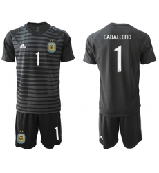 Argentina #1 Caballero Black Goalkeeper Soccer Country Jersey1