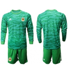 Argentina Blank Green Long Sleeves Goalkeeper Soccer Country Jersey