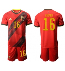 Belgium #16 Hazard Red Home Soccer Country Jersey