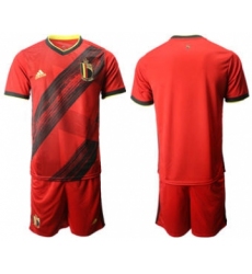 Men's Belgium Custom Euro 2021 Red Soccer Jersey and Shorts