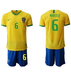 Brazil #6 Marcelo Home Soccer Country Jersey