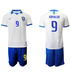 Brazil #9 Ronaldo White Soccer Country Jersey