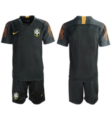Brazil Blank Black Goalkeeper Soccer Country Jersey