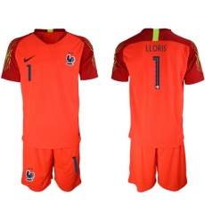 France #1 LLORIS Red Goalkeeper Soccer Country Jersey1