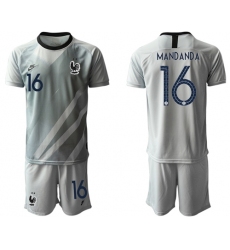 France #16 Mandanda Grey Goalkeeper Soccer Country Jersey