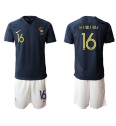 France #16 Mandanda Home Soccer Country Jersey