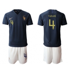 France #4 Varane Home Soccer Country Jersey