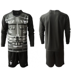 France Blank Black Goalkeeper Long Sleeves Soccer Country Jersey