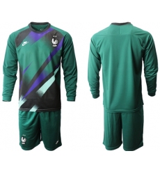 France Blank Green Goalkeeper Long Sleeves Soccer Country Jersey