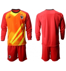 France Blank Red Goalkeeper Long Sleeves Soccer Country Jersey