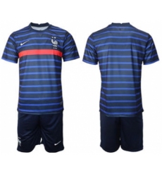 Men's France Custom Euro 2021 Navy Soccer Jersey and Shorts