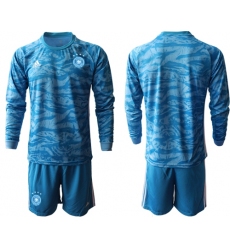 Germany Blank Blue Goalkeeper Long Sleeves Soccer Country Jersey