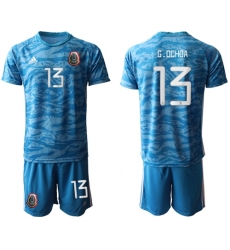 Mexico #13 G.Ochoa Blue Goalkeeper Soccer Country Jersey