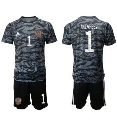 Russia #1 Akinfeev Black Goalkeeper Soccer Country Jersey