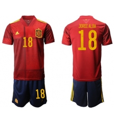 Spain #18 Jordi Alba Home Soccer Country Jersey
