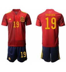 Spain #19 Diego Costa Home Soccer Country Jersey
