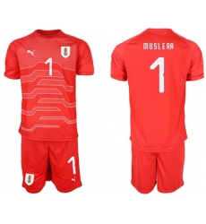 Uruguay #1 Muslera Red Goalkeeper Soccer Country Jersey