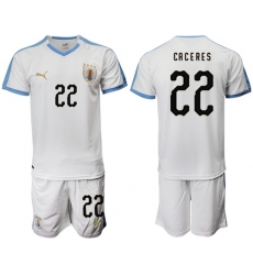 Uruguay #22 Caceres Away Soccer Country Jersey