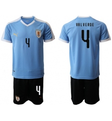 Uruguay #4 Valverde Home Soccer Country Jersey
