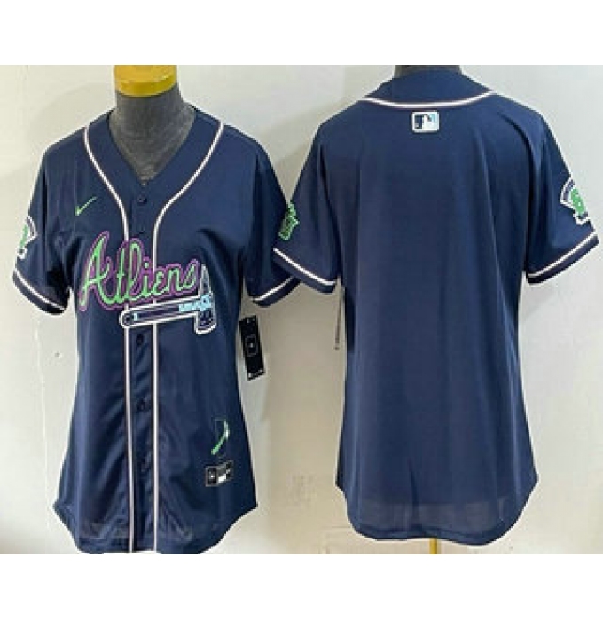 Youth Atlanta Braves Blank Navy Galaxy With Outkast Vapor Limited Stitched Jersey