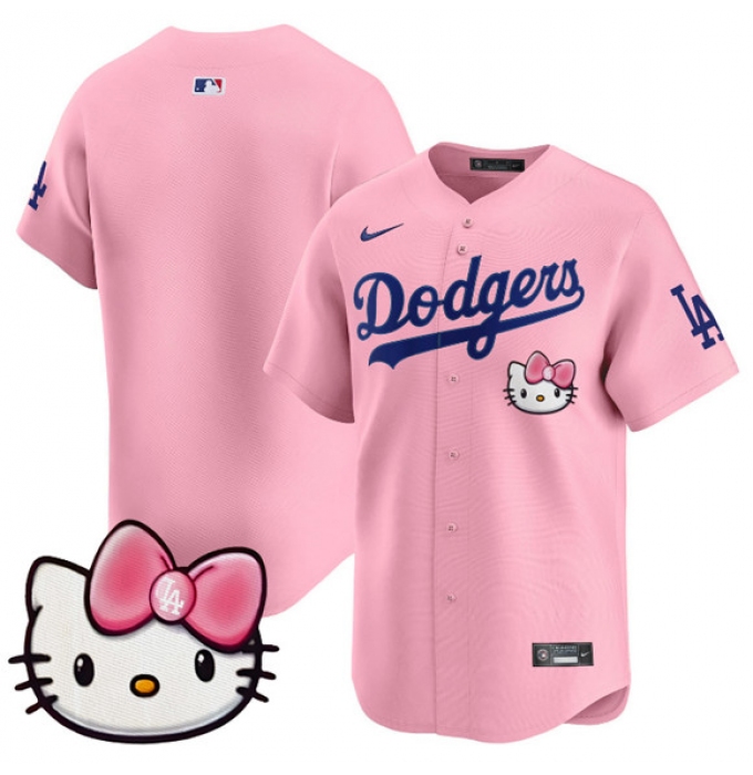 Men's Los Angeles Dodgers Blank Pink 2025 Hello Kitty Vapor Limited Stitched Baseball Jersey