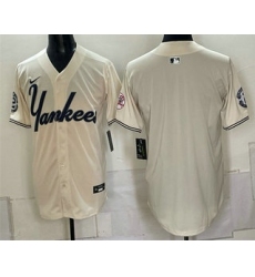 Men's New York Yankees Blank Cream Limited Stitched Jersey