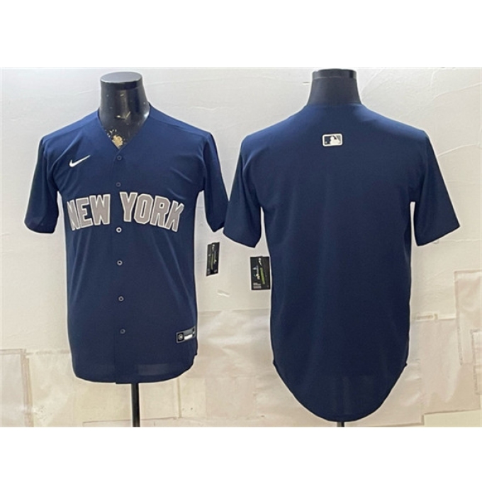 Men's New York Yankees Blank Navy Limited Stitched Baseball Jersey
