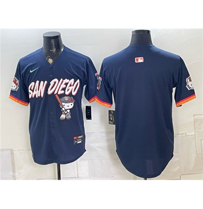 Men's San Diego Padres X Hello Kitty Blank Obsidian 2026 City Connect Stadium Stitched Baseball Jersey