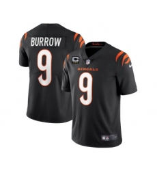 Men's Cincinnati Bengals 2022 #9 Joe Burrow Black With 3-star C Patch Vapor Limited Stitched NFL Jersey