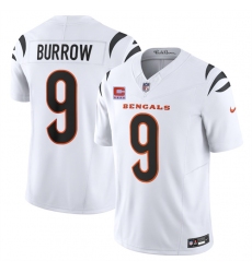 Men's Cincinnati Bengals #9 Joe Burrow White 2025 F.U.S.E. With 4-Star C Vapor Untouchable Limited Stitched Football Jersey
