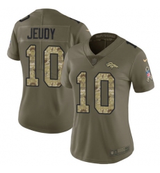 Women's Denver Broncos #10 Jerry Jeudy Olive Camo Stitched Limited 2017 Salute To Service Jersey