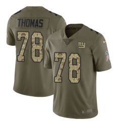 Men's New York Giants #78 Andrew Thomas Olive Camo Stitched NFL Limited 2017 Salute To Service Jersey