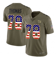 Men's New York Giants #78 Andrew Thomas Olive USA Flag Stitched NFL Limited 2017 Salute To Service Jersey