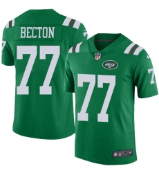 Men's New York Jets #77 Mekhi Becton Green Stitched Limited Rush Jersey