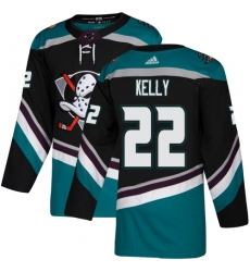 Men's Adidas Anaheim Ducks #22 Chris Kelly Authentic Black Teal Third NHL Jersey