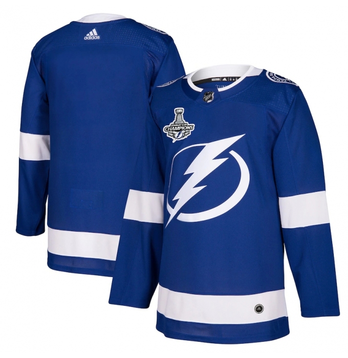 Men's Tampa Bay Lightning adidas Blue Blank 2020 Stanley Cup Champions Authentic Patch Jersey