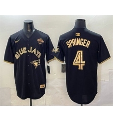 Men's Toronto Blue Jays #4 George Springer White Gold 2025 American League Champions Limited Stitched Jersey