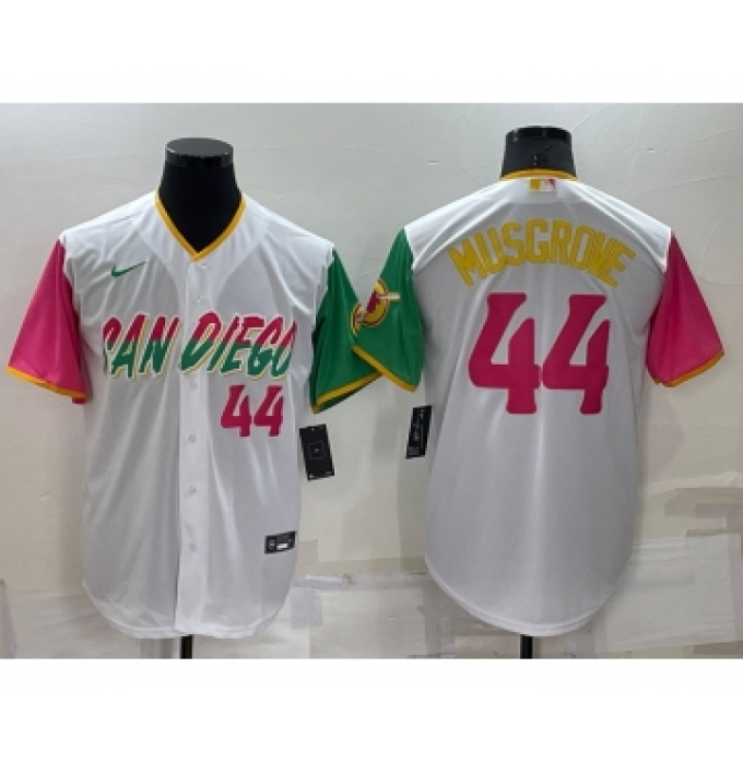 Men's San Diego Padres #44 Joe Musgrove White Number 2022 City Connect Cool Base Stitched Jersey