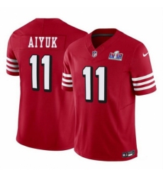 Men's San Francisco 49ers #11 Brandon Aiyuk Red 2023 F U S E Vapor Limited Throwback Stitched Football 2024 Super Bowl LVIII Jersey