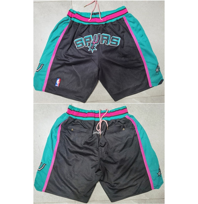 Men' San Antonio Spurs Black Teal Shorts (Run Small)