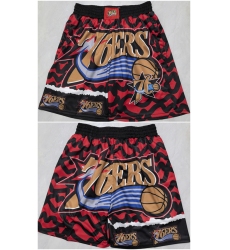 Men's Philadelphia 76ers Black Red Shorts (Run Small)