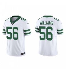 Men's Nike New York Jets #56 Quincy Williams White 2023 F.U.S.E. Vapor Limited Throwback Stitched Football Jersey