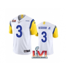 Men's Los Angeles Rams #3 Odell Beckham Jr. White 2022 Super Bowl LVI Vapor Limited Stitched Jersey