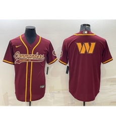 Men's Washington Commanders Burgundy Team Big Logo With Patch Cool Base Stitched Baseball Jersey