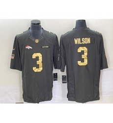 Men's Denver Broncos #3 Russell Wilson Green Gold Salute To Service Stitched Nike Limited Jersey