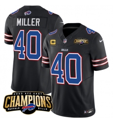 Men's Buffalo Bills #40 Von Miller Black 2023 F.U.S.E. AFC East Champions With 4-star C Football Stitched Jersey