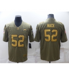 Men's Los Angeles Chargers #52 Khalil Mack Olive Gold Salute To Service Limited Stitched Jersey