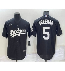 Men's Los Angeles Dodgers #5 Freddie Freeman Black Turn Back The Clock Stitched Cool Base Jersey